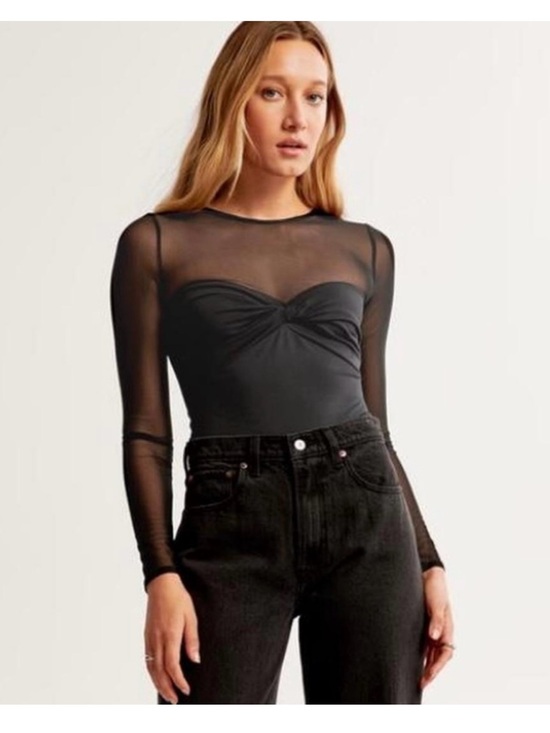 Abercrombie & Fitch Tops - Abercrombie & Fitch Black Sheer Twist Long-Sleeve Bodysuit